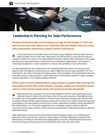 Leadership in Planning for Sales Performance