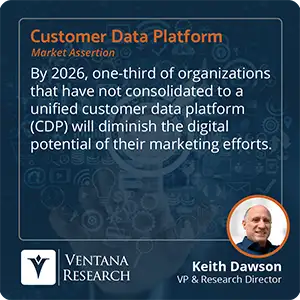 By 2026, one-third of organizations that have not consolidated to a unified customer data platform (CDP) will diminish the digital potential of their marketing efforts. 
