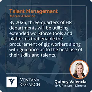 By 2026, three-quarters of HR departments will be utilizing extended workforce tools and platforms that enable the procurement of gig workers along with guidance as to the best use of their skills and talents. 
