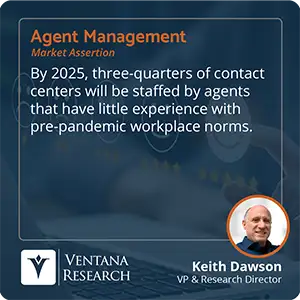 By 2025, three-quarters of contact centers will be staffed by agents that have little experience with pre-pandemic workplace norms.