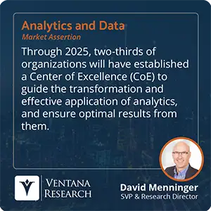 Through 2025, two-thirds of organizations will have established a Center of Excellence (CoE) to guide the transformation and effective application of analytics, and ensure optimal results from them. 