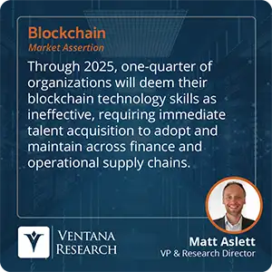 Through 2025, one-quarter of organizations will deem their blockchain technology skills as ineffective, requiring immediate talent acquisition to adopt and maintain across finance and operational supply chains. 