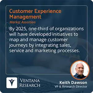 By 2025, one-third of organizations will have developed initiatives to map and manage customer journeys by integrating sales, service and marketing processes.  