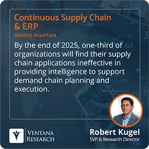 By the end of 2025, one-third of organizations will find their supply chain applications ineffective in providing intelligence to support demand chain planning and execution.