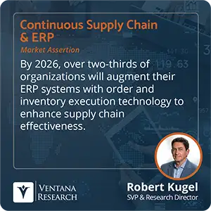 By 2026, over two-thirds of organizations will augment their ERP systems with order and inventory execution technology to enhance supply chain effectiveness. 