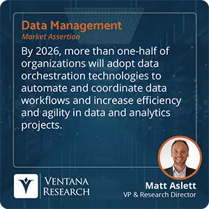 By 2026, more than one-half of organizations will adopt data orchestration technologies to automate and coordinate data workflows and increase efficiency and agility in data and analytics projects. 