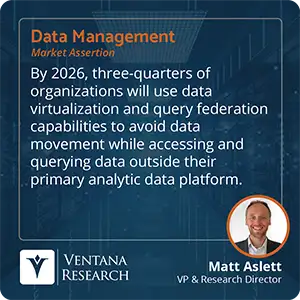 By 2026, three-quarters of organizations will use data virtualization and query federation capabilities to avoid data movement while accessing and querying data outside their primary analytic data platform.
