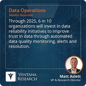 Through 2025, 6 in 10 organizations will invest in data reliability initiatives to improve trust in data through automated data quality monitoring, alerts and resolution.