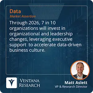Through 2026, 7 in 10 organizations will invest in organizational and leadership changes, leveraging executive support  to accelerate data-driven business culture.