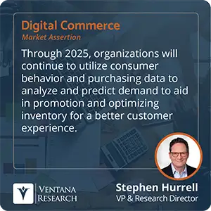 Through 2025, organizations will continue to utilize consumer behavior and purchasing data to analyze and predict demand to aid in promotion and optimizing inventory for a better customer experience.