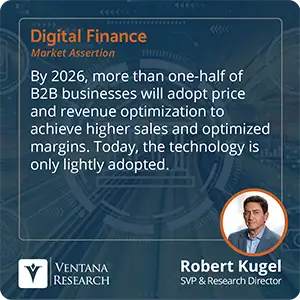 By 2026, more than one-half of B2B businesses will adopt price and revenue optimization to achieve higher sales and optimized margins. Today, the technology is only lightly adopted. 
