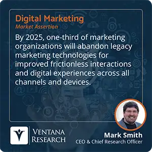 By 2025, one-third of marketing organizations will abandon legacy marketing technologies for improved frictionless interactions and digital experiences across all channels and devices. 