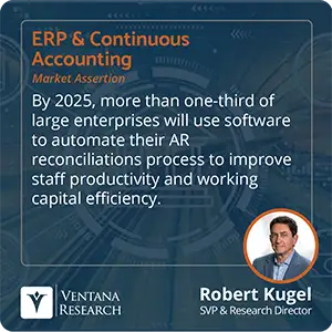By 2025, more than one-third of large enterprises will use software to automate their AR reconciliations process to improve staff productivity and working capital efficiency. 