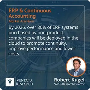 By 2026, over 80% of ERP systems purchased by non-product companies will be deployed in the cloud to promote continuity, improve performance and lower costs. 