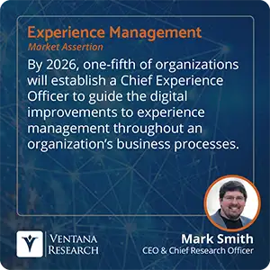 By 2026, one-fifth of organizations will establish a Chief Experience Officer to guide the digital improvements to experience management throughout an organization’s business processes.  