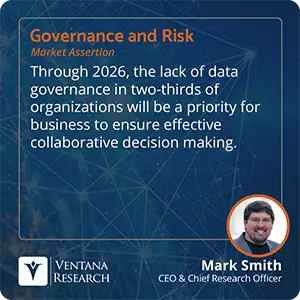 Through 2026, the lack of data governance in two-thirds of organizations will be a priority for business to ensure effective collaborative decision making.