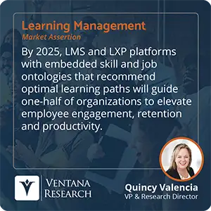By 2025, LMS and LXP platforms with embedded skill and job ontologies that recommend optimal learning paths will guide one-half of organizations to elevate employee engagement, retention and productivity. 