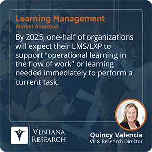 By 2025, one-half of organizations will expect their LMS/LXP to support “operational learning in the flow of work” or learning needed immediately to perform a current task. 