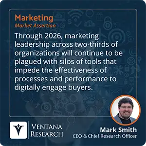 Through 2026, marketing leadership across two-thirds of organizations will continue to be plagued with silos of tools that impede the effectiveness of processes and performance to digitally engage buyers.