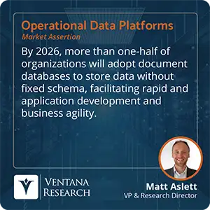 By 2026, more than one-half of organizations will adopt document databases to store data without fixed schema, facilitating rapid and application development and business agility.