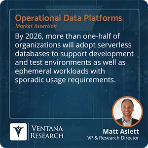 By 2026, more than one-half of organizations will adopt serverless databases to support development and test environments as well as ephemeral workloads with sporadic usage requirements.