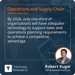 By 2026 only one-third of organizations will have adequate technology to support sales and operations planning requirements to achieve a competitive advantage. 