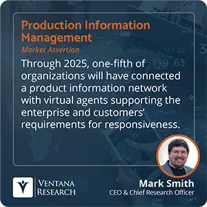 Through 2025, one-fifth of organizations will have connected a product information network with virtual agents supporting the enterprise and customers’ requirements for responsiveness. 