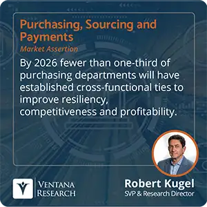 By 2026 fewer than one-third of purchasing departments will have established cross-functional ties to improve resiliency, competitiveness and profitability.