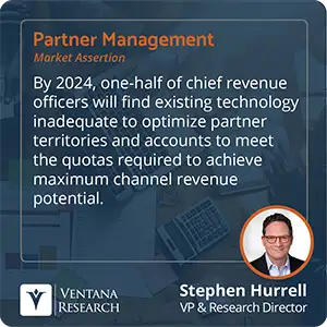 By 2024, one-half of chief revenue officers will find existing technology inadequate to optimize partner territories and accounts to meet the quotas required to achieve maximum channel revenue potential. 