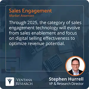 Through 2025, the category of sales engagement technology will evolve from sales enablement and focus on digital selling effectiveness to optimize revenue potential. 