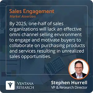 By 2025, one-half of sales organizations will lack an effective omni channel selling environment to engage and motivate buyers to collaborate on purchasing products and services resulting in unrealized sales opportunities. 