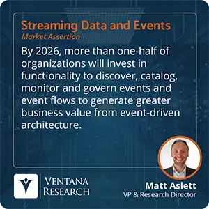 By 2026, more than one-half of organizations will invest in functionality to discover, catalog, monitor and govern events and event flows to generate greater business value from event-driven architecture. 