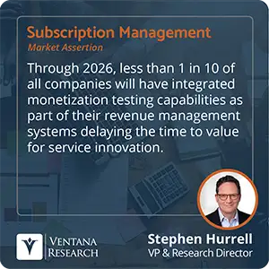 Through 2026, less than 1 in 10 of all companies will have integrated monetization testing capabilities as part of their revenue management systems delaying the time to value for service innovation.