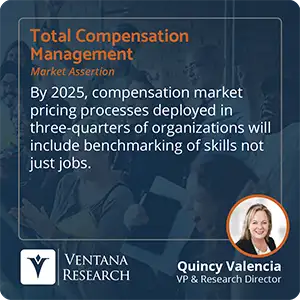 By 2025, compensation market pricing processes deployed in three-quarters of organizations will include benchmarking of skills not just jobs. 