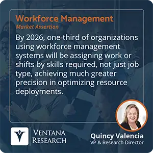 By 2026, one-third of organizations using workforce management systems will be assigning work or shifts by skills required, not just job type, achieving much greater precision in optimizing resource deployments. 