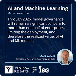 Through 2026, model governance will remain a significant concern for more than one-half of enterprises, limiting the deployment, and therefore the realized value, of AI and ML models. 