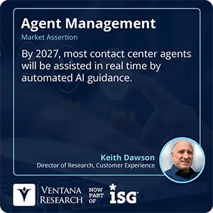By 2027, most contact center agents will be assisted in real time by automated AI guidance.