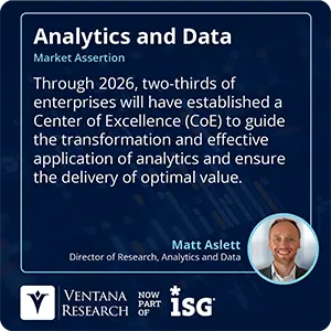 Through 2026, two-thirds of enterprises will have established a Center of Excellence (CoE) to guide the transformation and effective application of analytics and ensure the delivery of optimal value. 