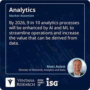 By 2026, 9 in 10 analytics processes will be enhanced by AI and ML to streamline operations and increase the value that can be derived from data. 