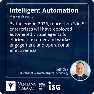 By the end of 2026, more than 3 in 5 enterprises will have deployed automated virtual agents for efficient customer and worker engagement and operational effectiveness. 
