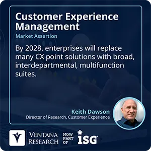 By 2028, enterprises will replace many CX point solutions with broad, interdepartmental, multifunction suites.