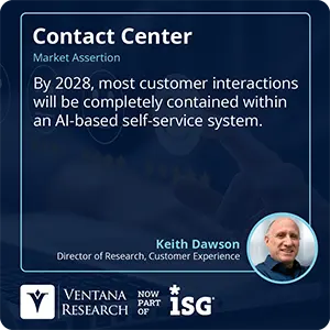 By 2028, most customer interactions will be completely contained within an AI-based self-service system.