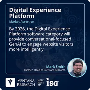 By 2026, the Digital Experience Platform software category will provide conversational-focused GenAI to engage website visitors more intelligently.