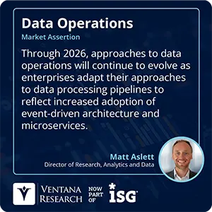 Through 2026, approaches to data operations will continue to evolve as enterprises adapt their approaches to data processing pipelines to reflect increased adoption of event-driven architecture and microservices. 