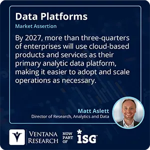 By 2027, more than three-quarters of enterprises will use cloud-based products and services as their primary analytic data platform, making it easier to adopt and scale operations as necessary. 