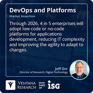 Through 2026, 4 in 5 enterprises will adopt low-code or no-code platforms for applications development, reducing IT complexity and improving the agility to adapt to changes.