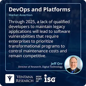 Through 2025, a lack of qualified developers to maintain legacy applications will lead to software vulnerabilities that require enterprises to prioritize transformational programs to control maintenance costs and remain competitive.