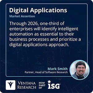 Through 2026, one-third of enterprises will identify intelligent automation as essential to their business processes and prioritize a digital applications approach.