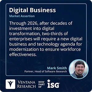 Through 2026, after decades of investment into digital transformation, two-thirds of enterprises will require a new digital business and technology agenda for modernization to ensure workforce effectiveness.