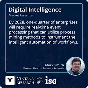By 2028, one-quarter of enterprises will require real-time event processing that can utilize process mining methods to instrument the intelligent automation of workflows.